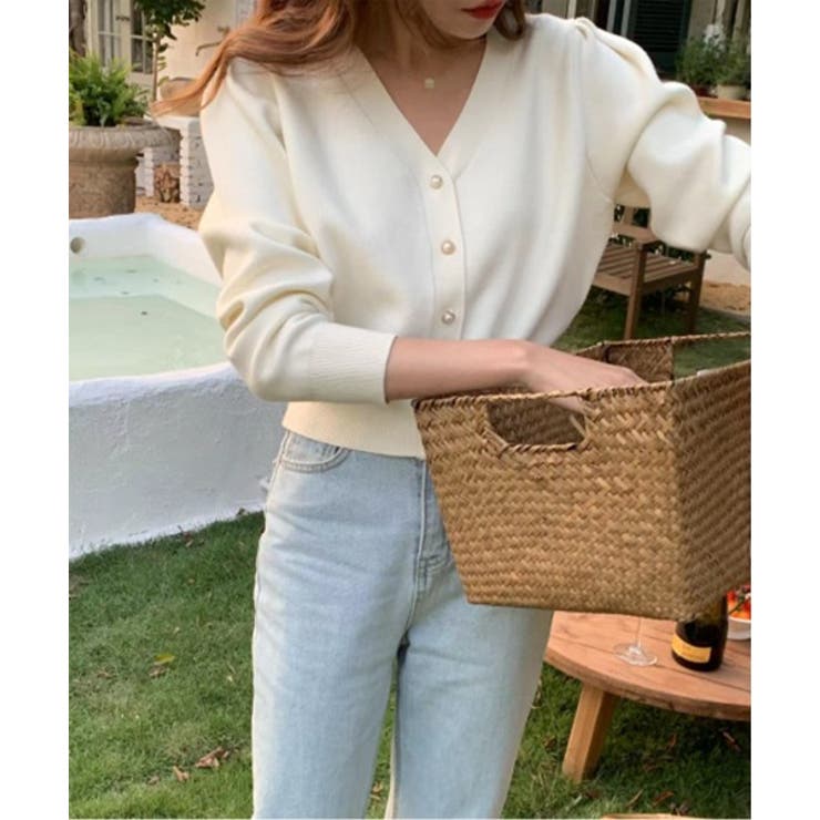 パールボタンVネックパフカーディガン | by muni:r | 詳細画像6 