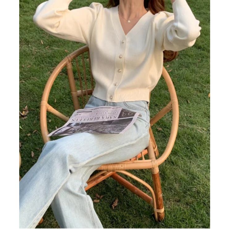 パールボタンVネックパフカーディガン | by muni:r | 詳細画像7 