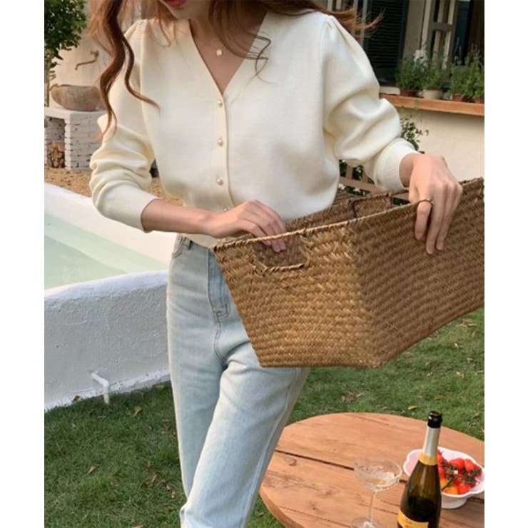 パールボタンVネックパフカーディガン | by muni:r | 詳細画像8 