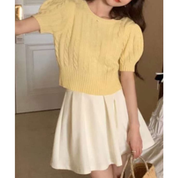 ピュアケーブル半袖パフニット | by muni:r | 詳細画像10 