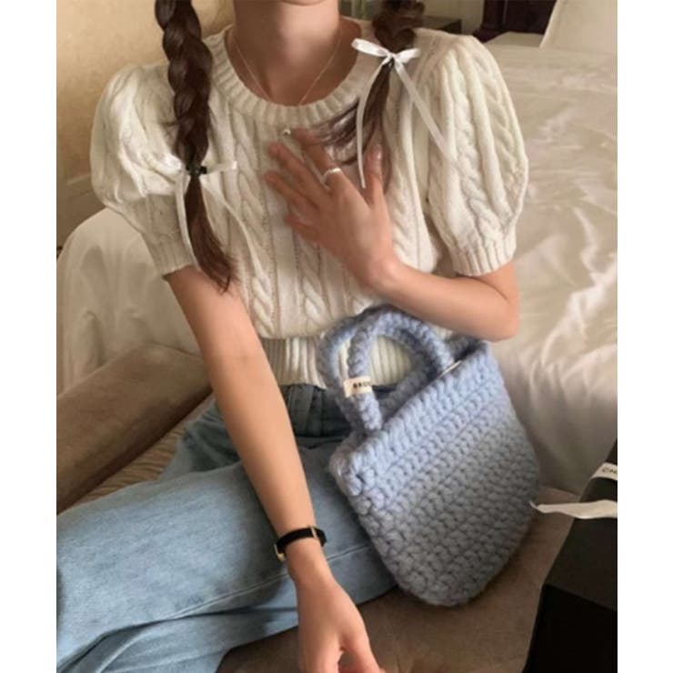 ピュアケーブル半袖パフニット | by muni:r | 詳細画像2 