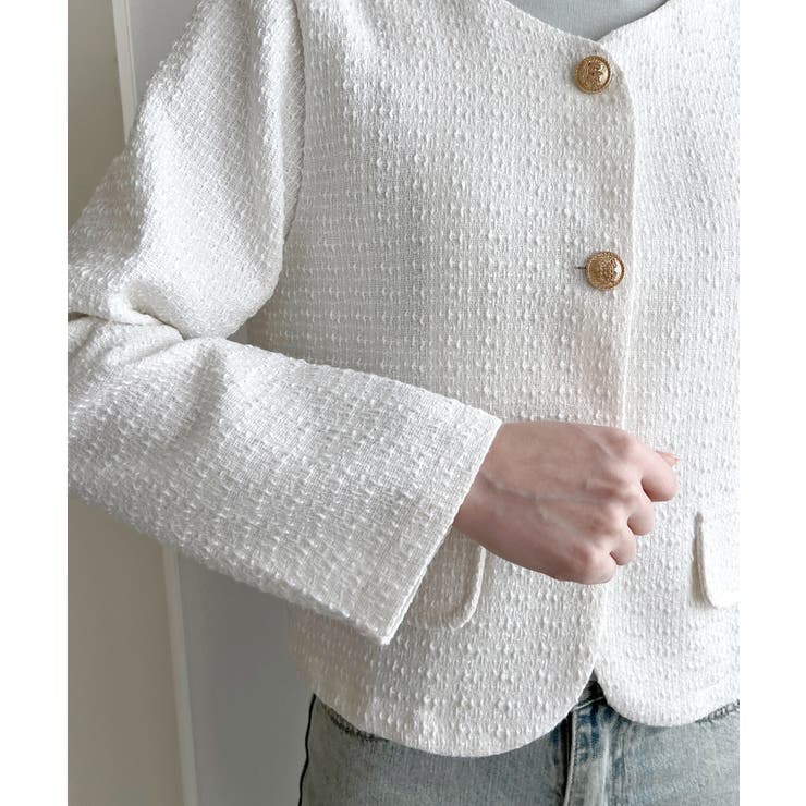 ゴールドボタンラウンドツイードジャケット | by muni:r | 詳細画像43 