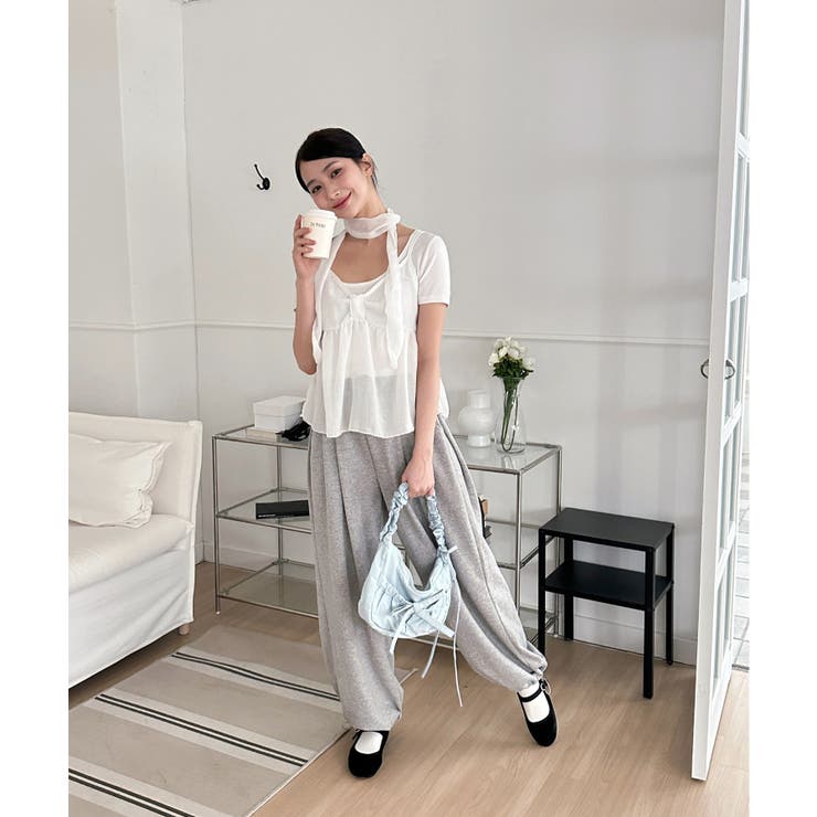 ピンタックバルーンワイドスウェットパンツ[品番：FROW0001368