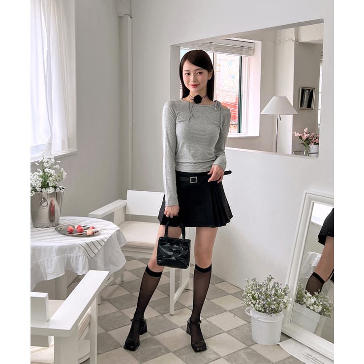 サイドプリーツベルトセットスカート[品番：FROW0001354]｜by