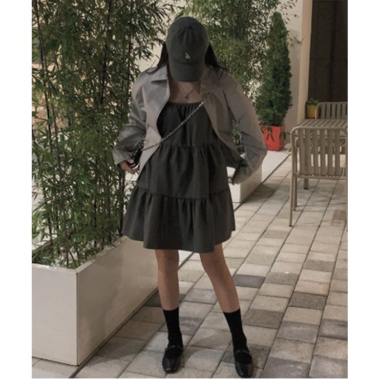 ★ChicLine★ ソリエ 配色フレアワンピース(Long, Mini) ダブルボタンフレアミニワンピース – Darich (ダーリッチ)