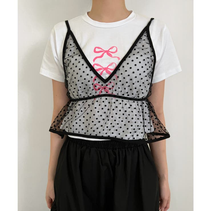 【NEW限定品】 ドットシースルーレイヤードビスチェ[品番：FROW0001331]｜by トップス