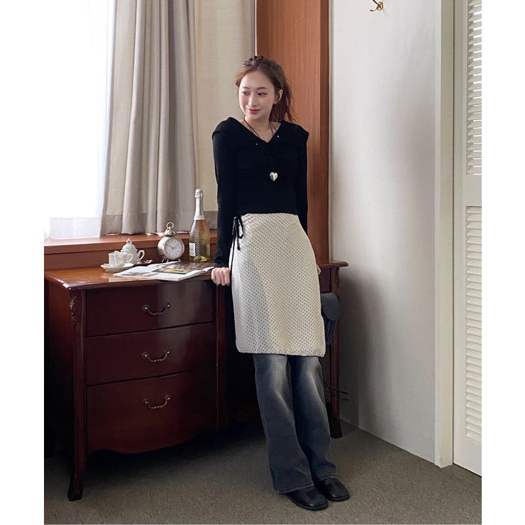 シャーリングワイドカラー長袖Tシャツ | by muni:r | 詳細画像25 