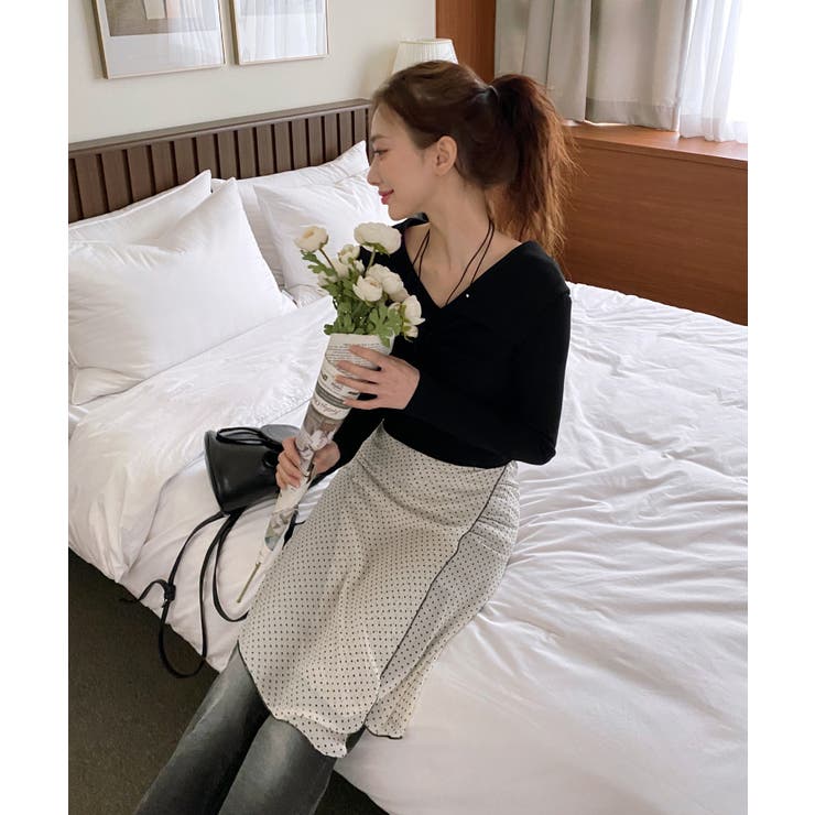 シャーリングワイドカラー長袖Tシャツ | by muni:r | 詳細画像36 