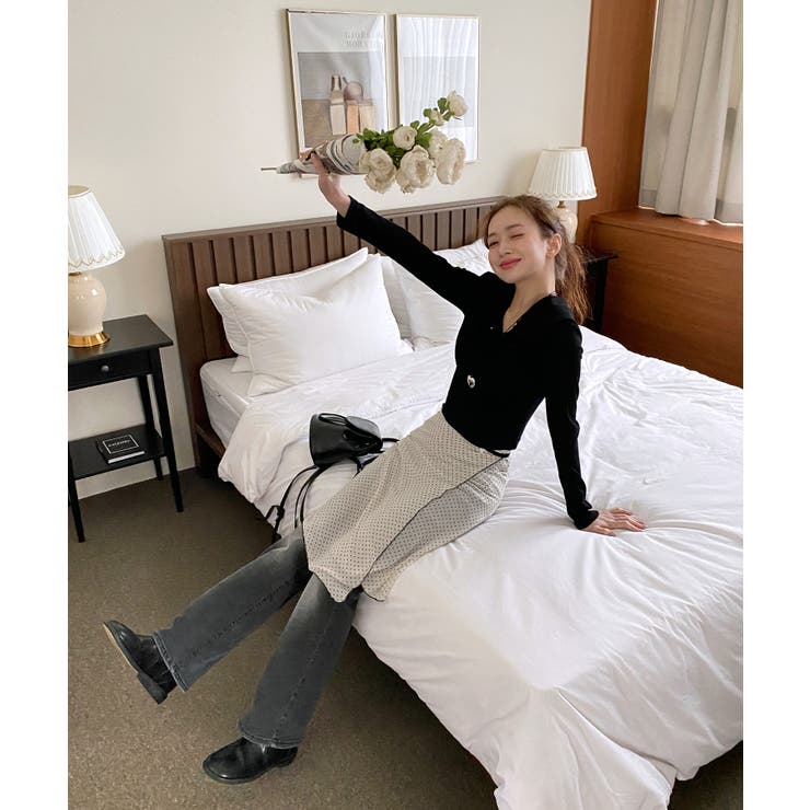 シャーリングワイドカラー長袖Tシャツ | by muni:r | 詳細画像37 