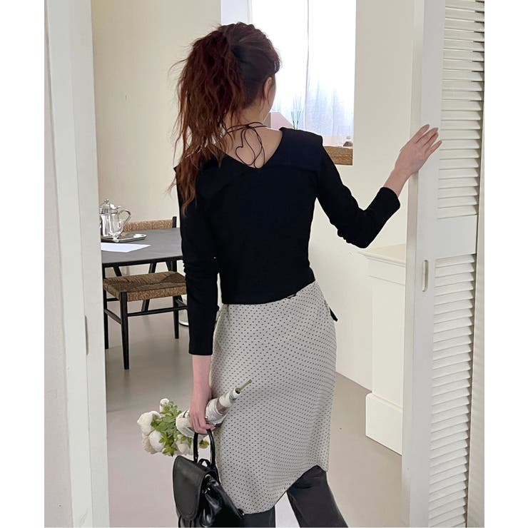 シャーリングワイドカラー長袖Tシャツ | by muni:r | 詳細画像43 