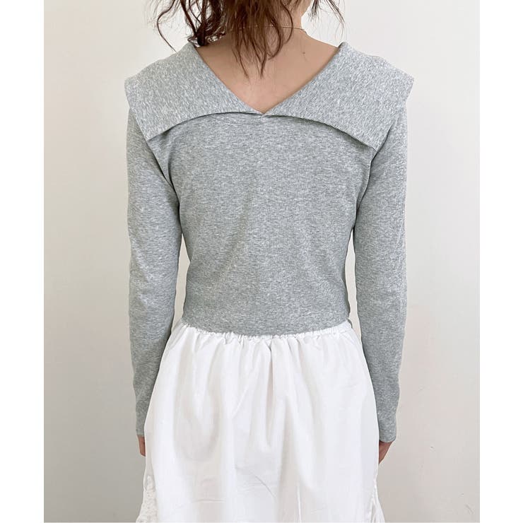 シャーリングワイドカラー長袖Tシャツ | by muni:r | 詳細画像61 