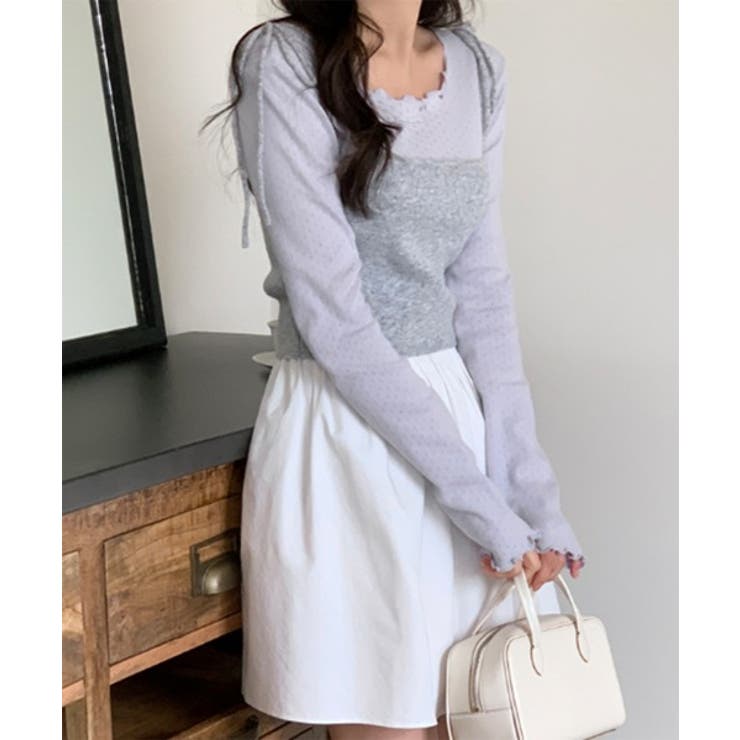 パンチングフリルロングTシャツ | by muni:r | 詳細画像15 