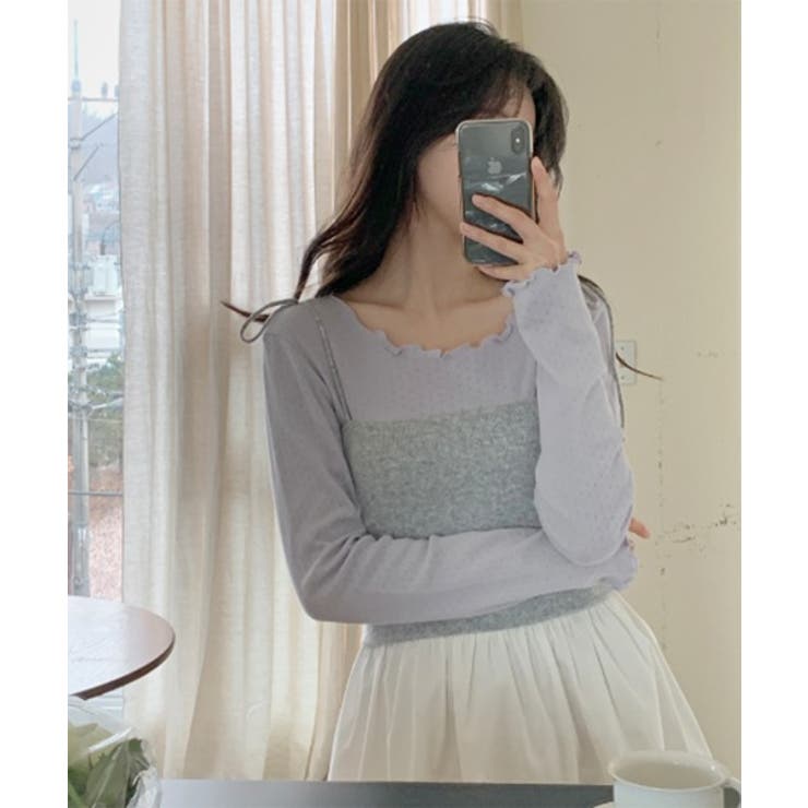 パンチングフリルロングTシャツ | by muni:r | 詳細画像19 