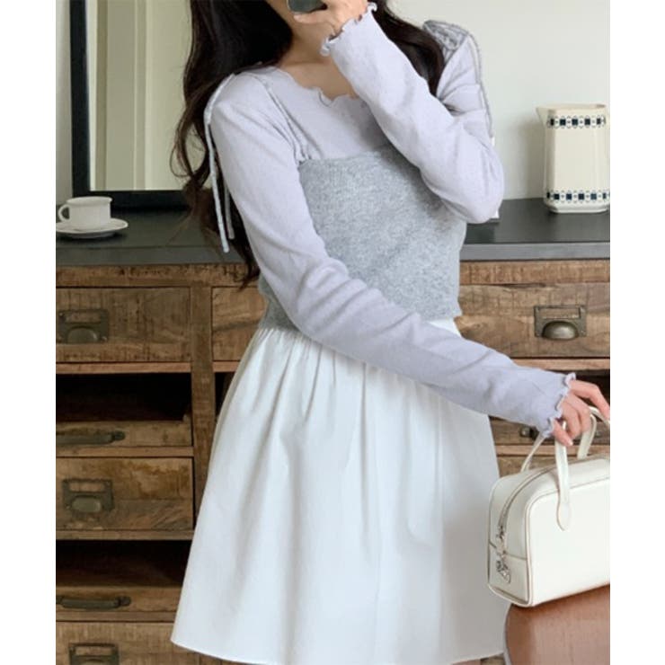 パンチングフリルロングTシャツ | by muni:r | 詳細画像21 