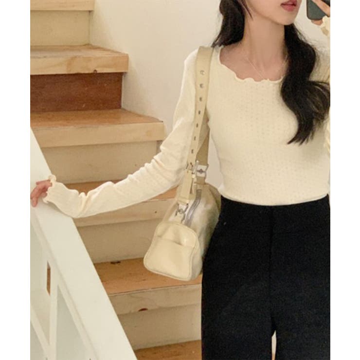 パンチングフリルロングTシャツ | by muni:r | 詳細画像25 