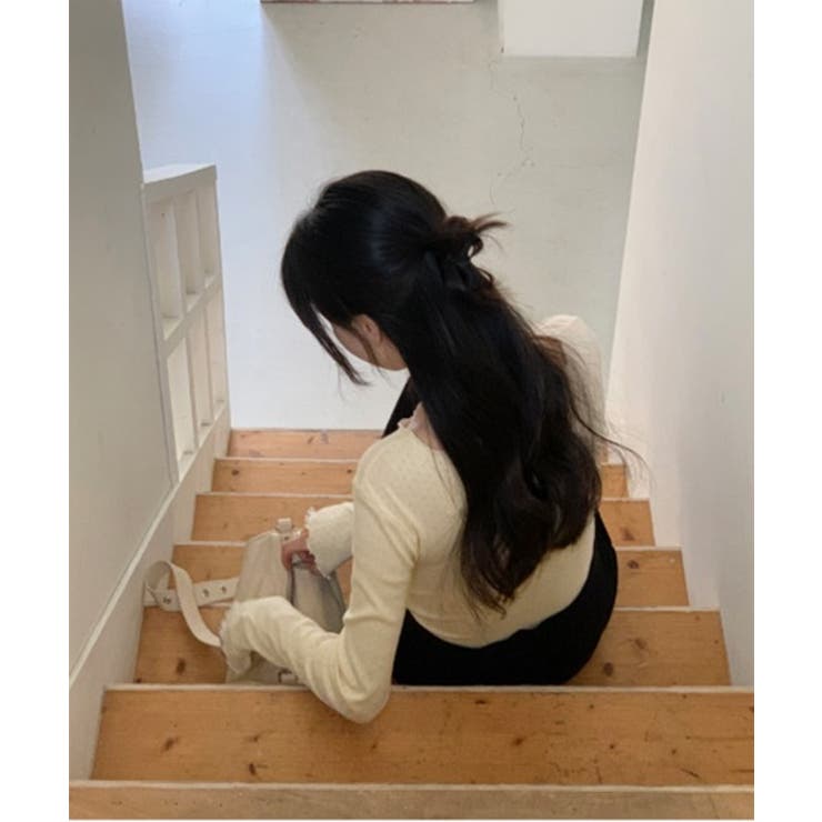 パンチングフリルロングTシャツ | by muni:r | 詳細画像29 