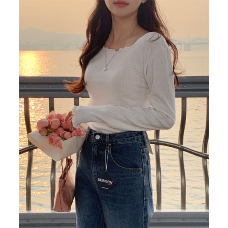 パンチングフリルロングTシャツ | by muni:r | 詳細画像7 