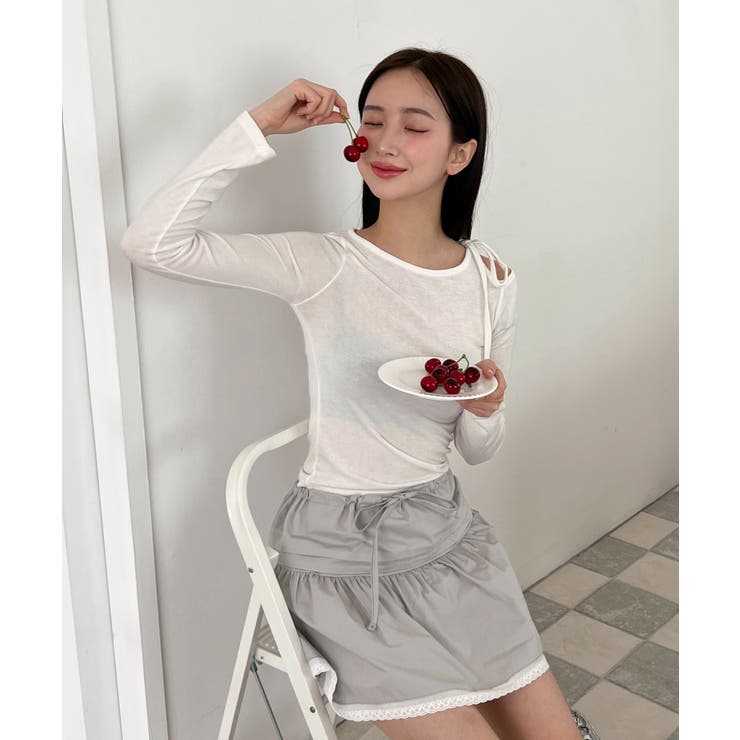 アンバランスリボンロングTシャツ | by muni:r | 詳細画像10 