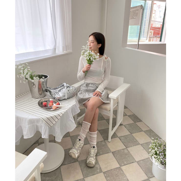 アンバランスリボンロングTシャツ | by muni:r | 詳細画像17 