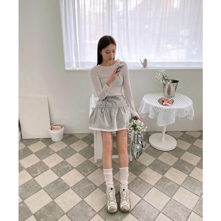 アンバランスリボンロングTシャツ | by muni:r | 詳細画像18 