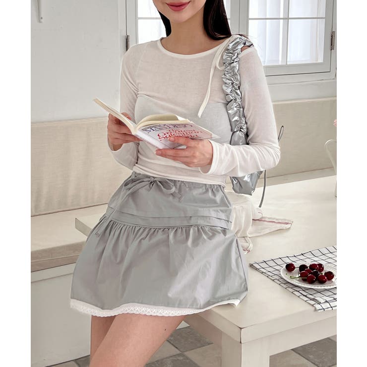 アンバランスリボンロングTシャツ | by muni:r | 詳細画像22 