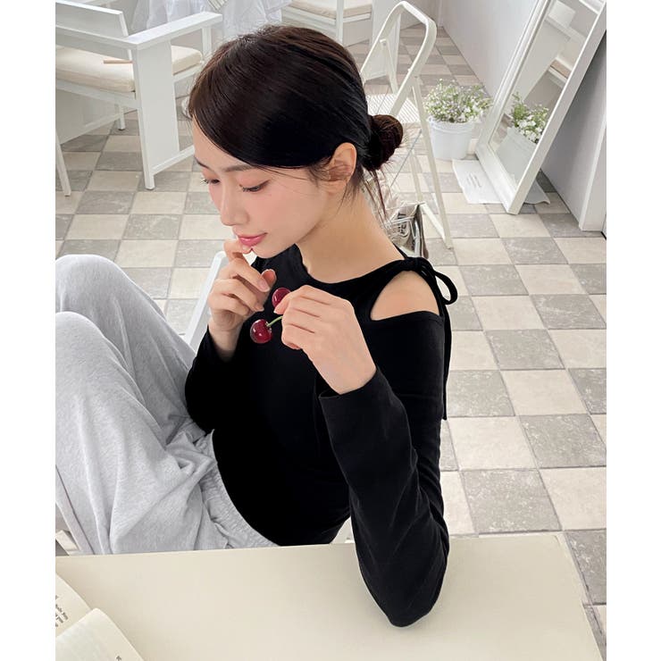 アンバランスリボンロングTシャツ | by muni:r | 詳細画像25 