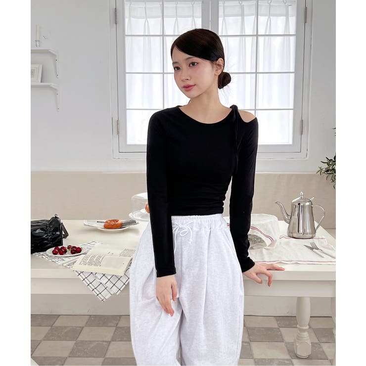 アンバランスリボンロングTシャツ | by muni:r | 詳細画像31 