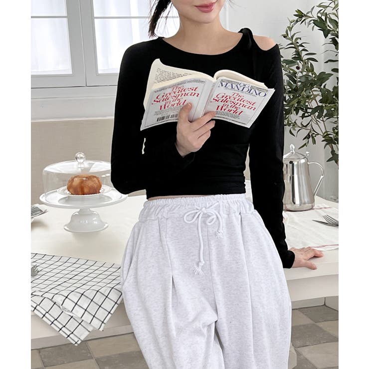 アンバランスリボンロングTシャツ | by muni:r | 詳細画像32 