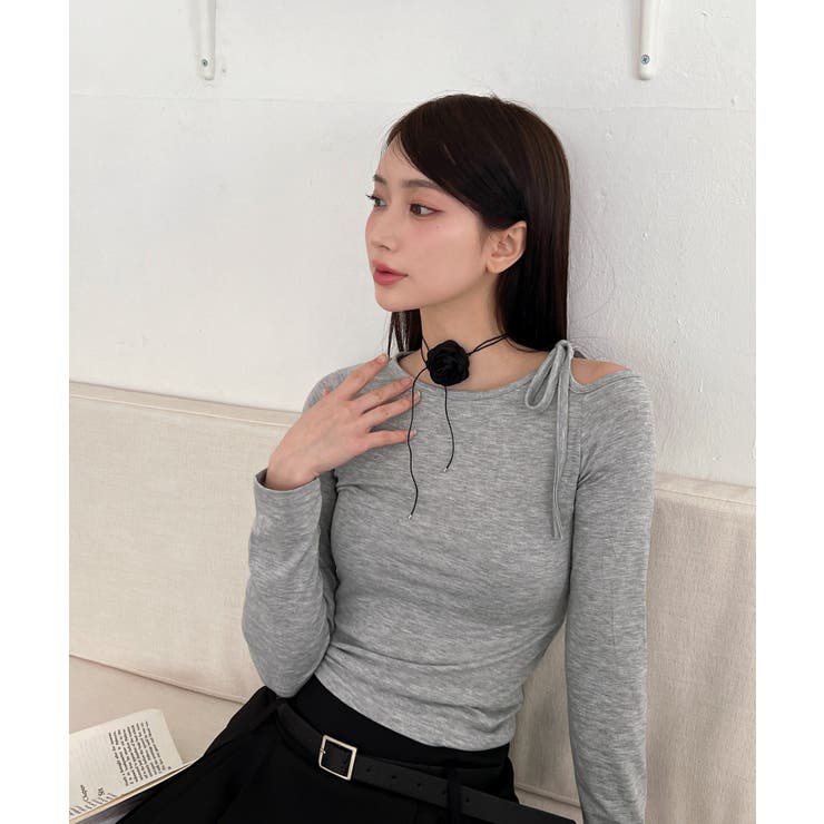 アンバランスリボンロングTシャツ | by muni:r | 詳細画像60 