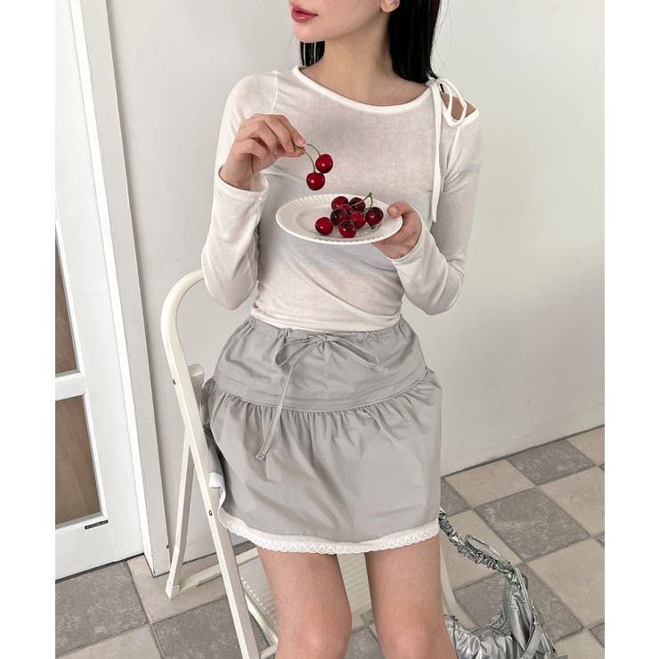 アンバランスリボンロングTシャツ | by muni:r | 詳細画像8 