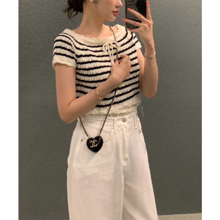 CHANEL リボンモチーフ 半袖ニット 34 CHANEL リボンモチーフ 半袖ニット 34 - メルカリ