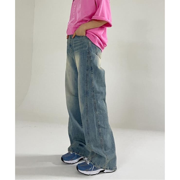 斜線スリットルーズフィットデニムパンツ[品番：FROW0001359