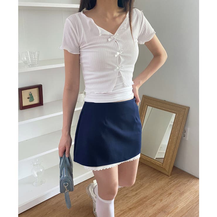 バイカラーレイヤードローライズミニスカート | by muni:r | 詳細画像22 