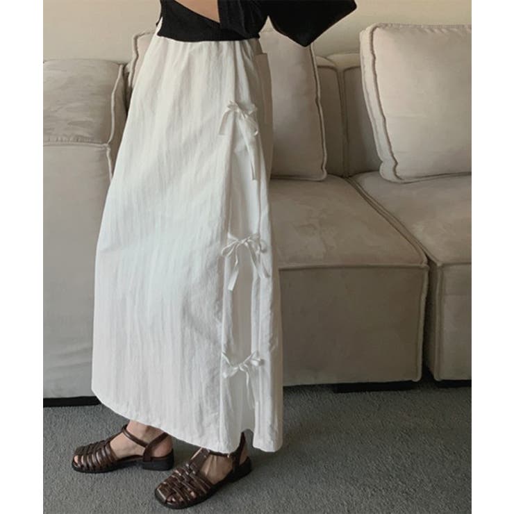 サイドリボンストラップロングスカート | by muni:r | 詳細画像1 