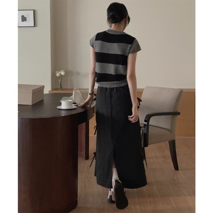 サイドリボンストラップロングスカート | by muni:r | 詳細画像15 