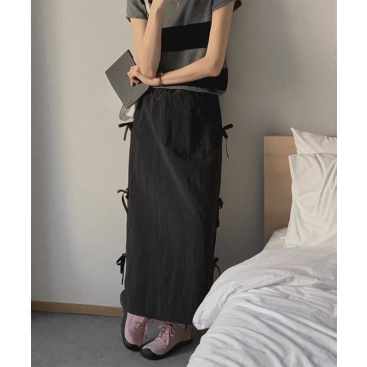 サイドリボンストラップロングスカート | by muni:r | 詳細画像21 