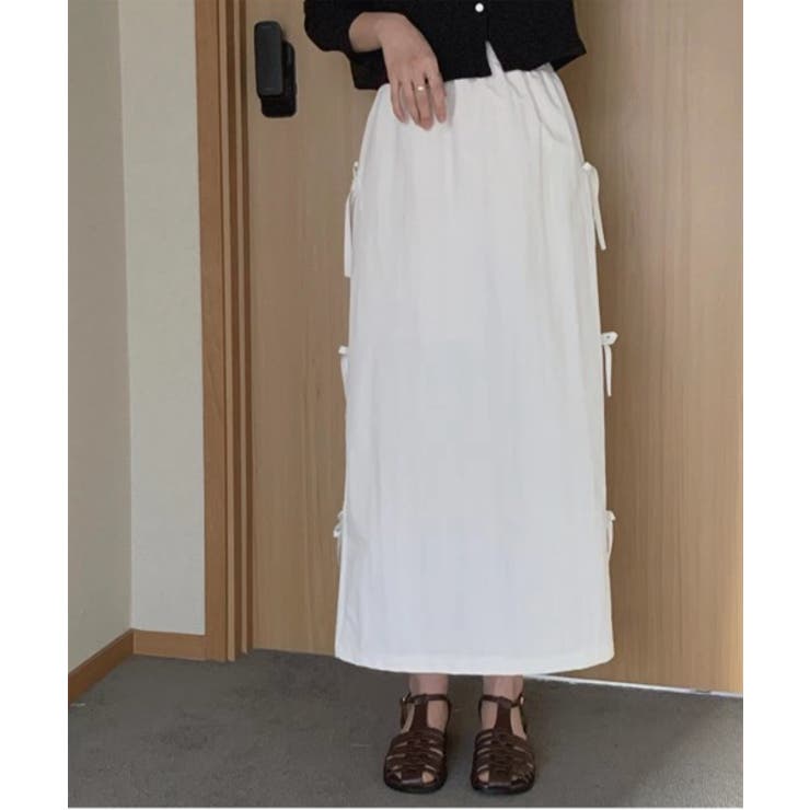 サイドリボンストラップロングスカート | by muni:r | 詳細画像3 