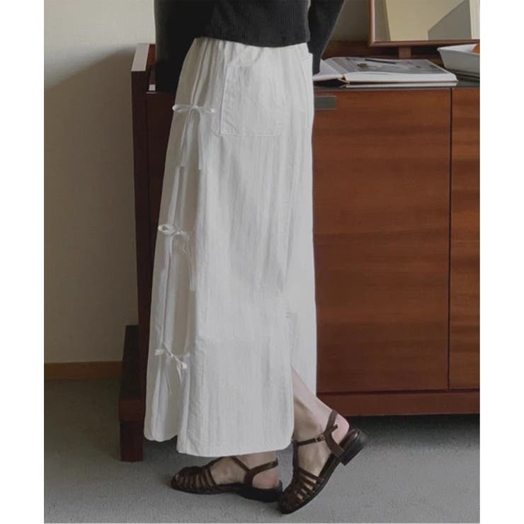 サイドリボンストラップロングスカート | by muni:r | 詳細画像7 