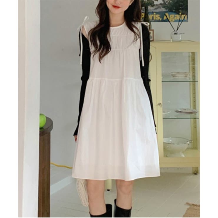 ラブリーシャーリングリボンノースリーブワンピース | by muni:r | 詳細画像4 