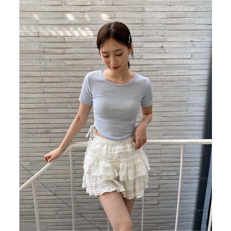 サイドラインクロップド半袖Tシャツ | by muni:r | 詳細画像10 