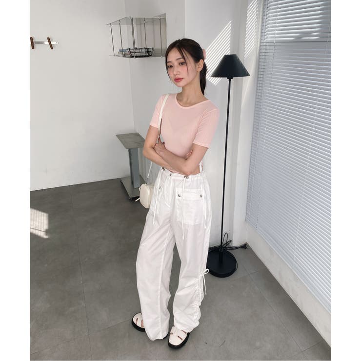 サイドラインクロップド半袖Tシャツ | by muni:r | 詳細画像12 