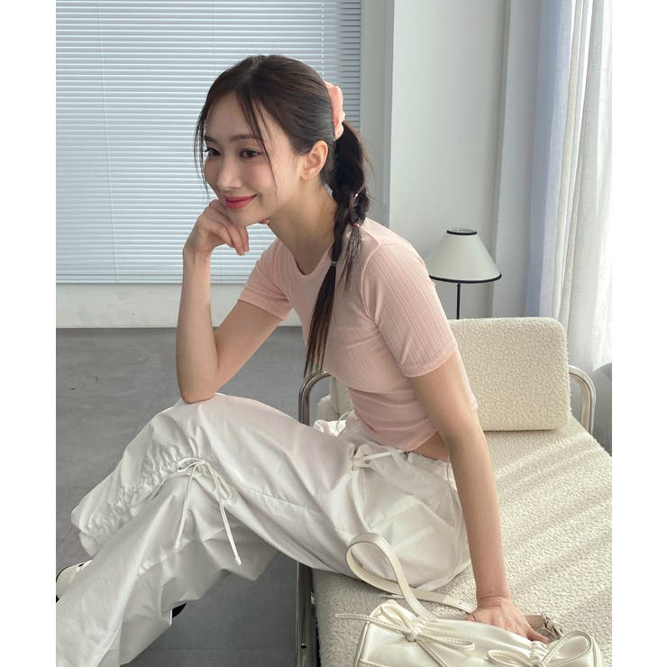 サイドラインクロップド半袖Tシャツ | by muni:r | 詳細画像19 