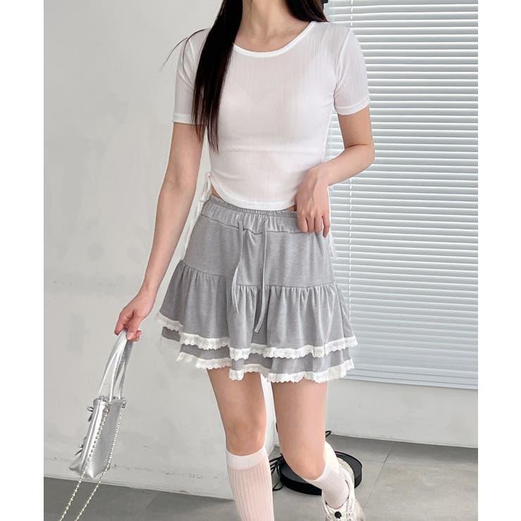 サイドラインクロップド半袖Tシャツ | by muni:r | 詳細画像23 