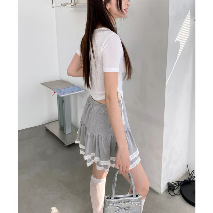 サイドラインクロップド半袖Tシャツ | by muni:r | 詳細画像28 