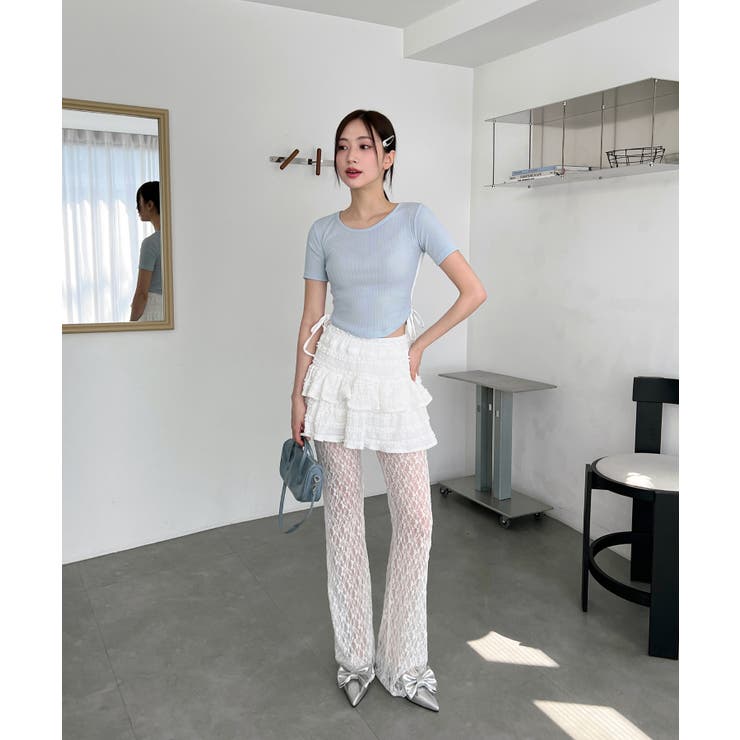 サイドラインクロップド半袖Tシャツ | by muni:r | 詳細画像3 