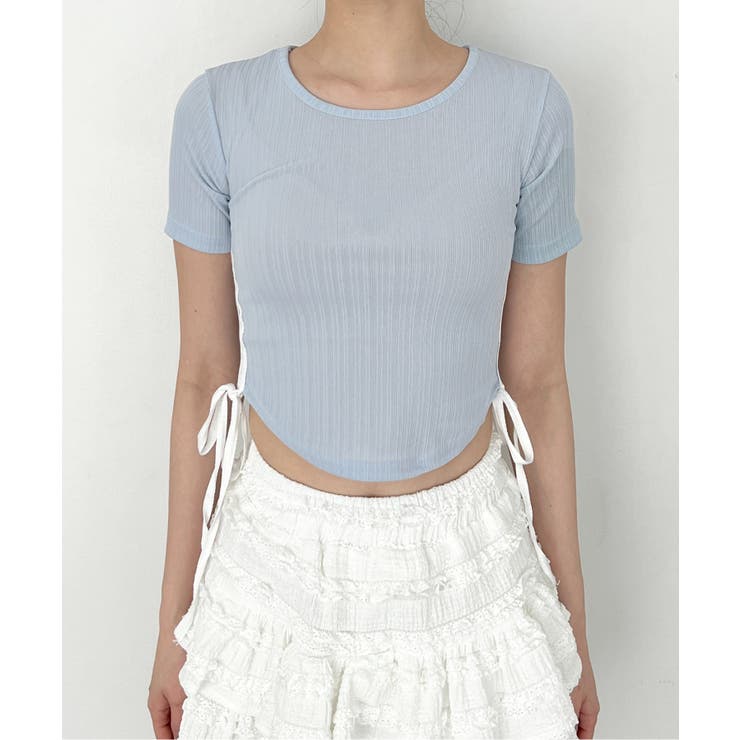 サイドラインクロップド半袖Tシャツ | by muni:r | 詳細画像41 