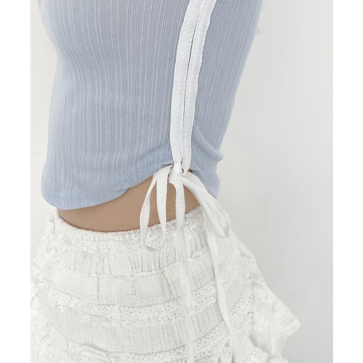 サイドラインクロップド半袖Tシャツ | by muni:r | 詳細画像42 