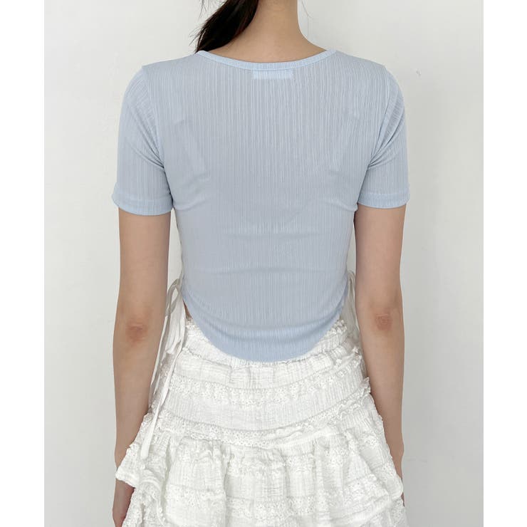 サイドラインクロップド半袖Tシャツ | by muni:r | 詳細画像43 