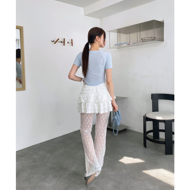 サイドラインクロップド半袖Tシャツ | by muni:r | 詳細画像5 