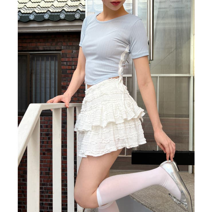 サイドラインクロップド半袖Tシャツ | by muni:r | 詳細画像8 